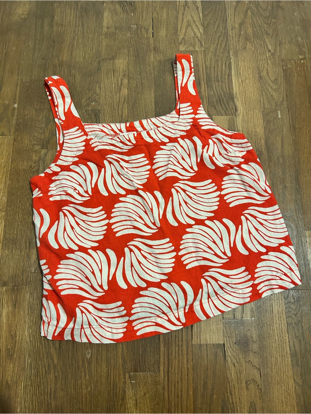 A new day Orange Tropical Linen Tank Top
